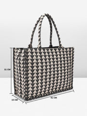 PRIMROSE Black Chevron Pattern Tote Bag for Women