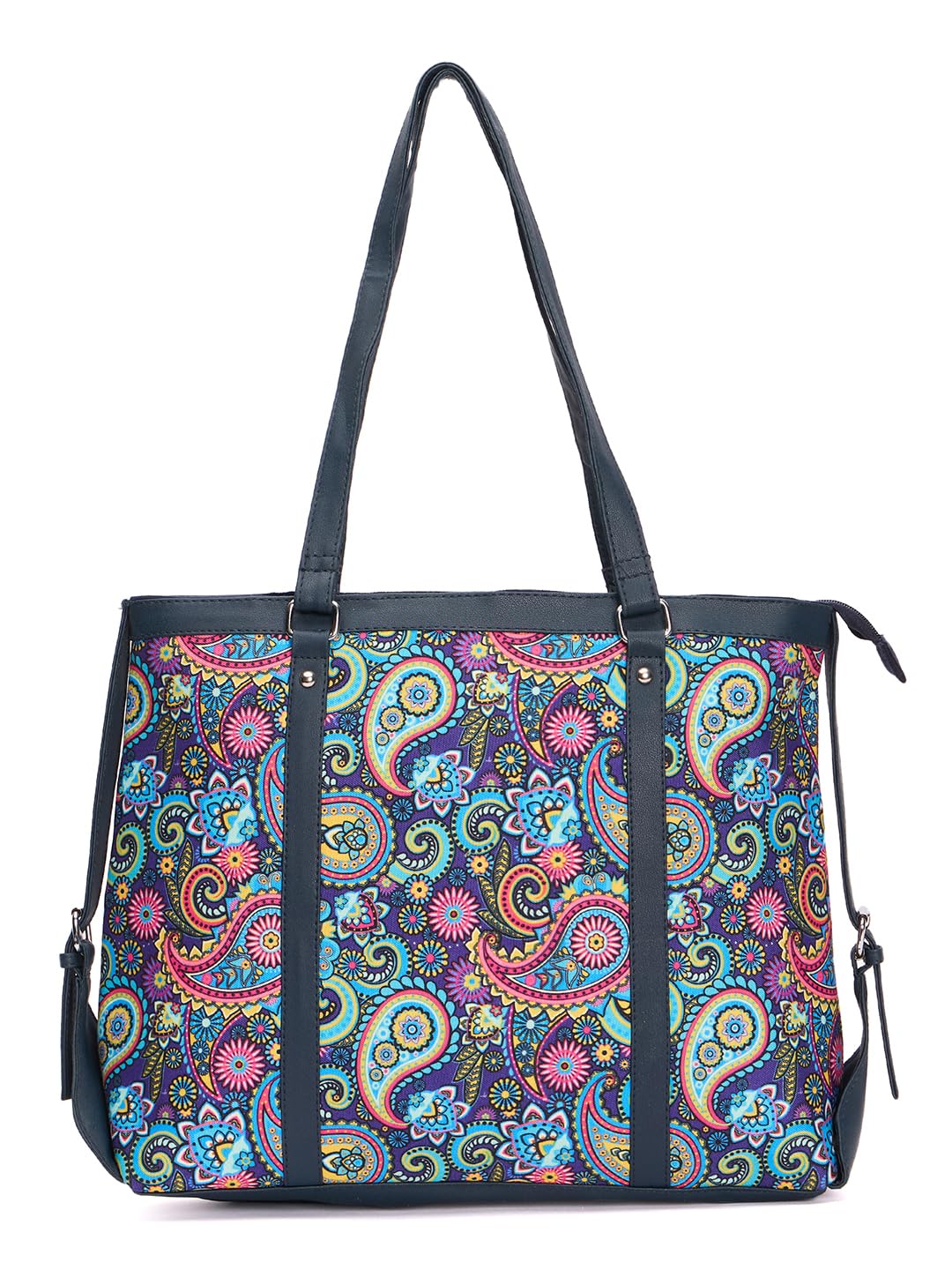 RIMROCK Paisley Print Tote Bag, Floral Pattern Shoulder Handbag with Black Trim, Multi-Colour
