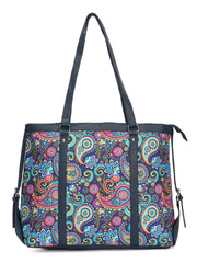 RIMROCK Paisley Print Tote Bag, Floral Pattern Shoulder Handbag with Black Trim, Multi-Colour