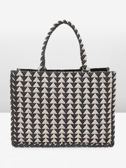 PRIMROSE Black Chevron Pattern Tote Bag for Women