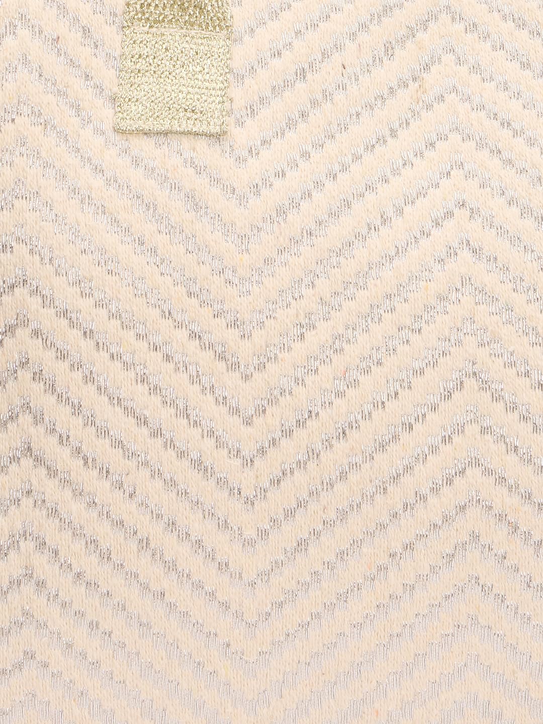 RIMROCK Canvas Tote Bag with Chevron Pattern, Beige and Silver, Double Handle, Large Size