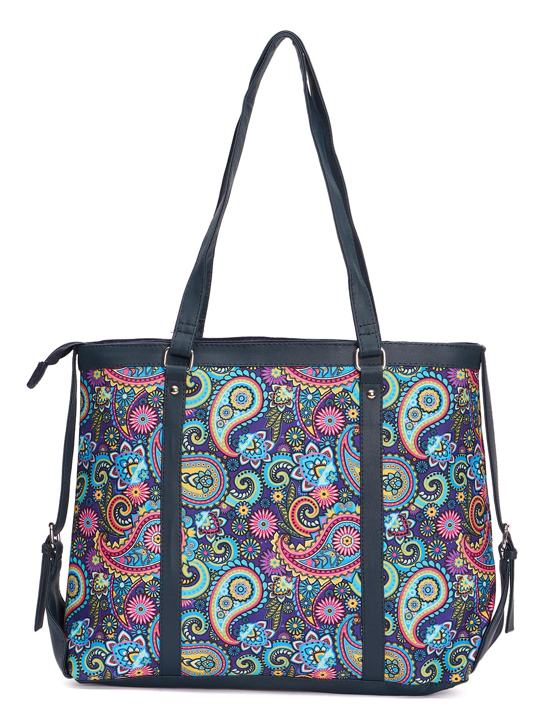 RIMROCK Paisley Print Tote Bag, Floral Pattern Shoulder Handbag with Black Trim, Multi-Colour