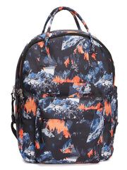RIMROCK Mountain Print Backpack with Multiple Compartments, Blue and Orange Snow Pattern Design