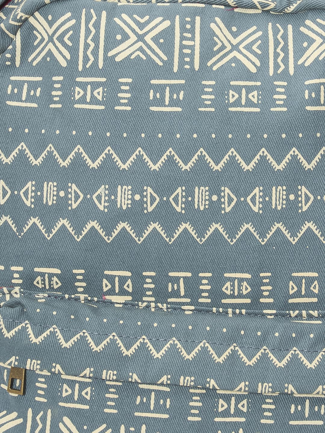 RIMROCK Casual Canvas Backpack with Aztec Print Pattern, Light Blue and White, Brown Straps