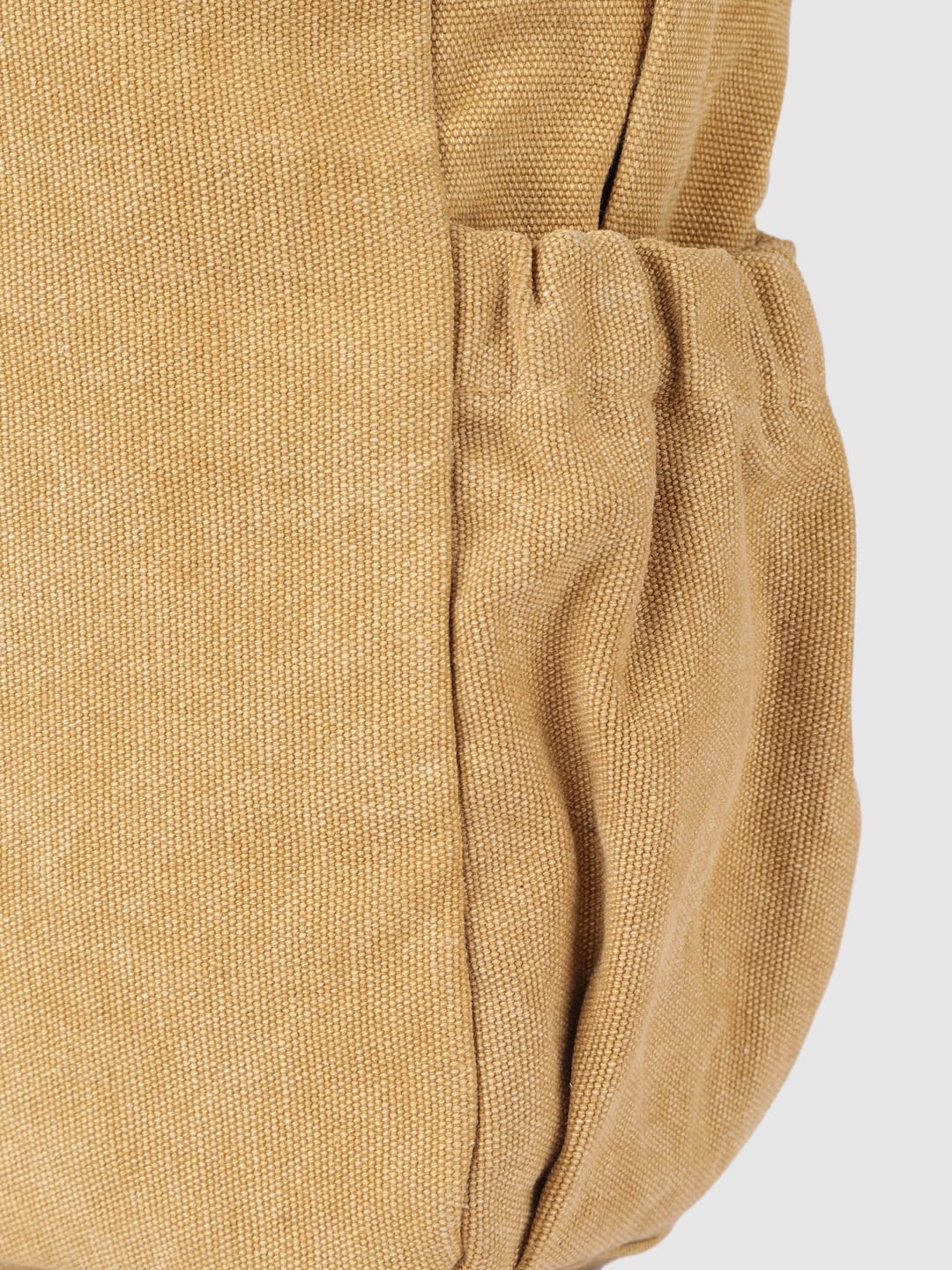 PRIMROSE Canvas Backpack, Khaki Tan, Casual Daypack with Leather Logo Patch