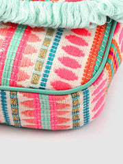 PRIMROSE Boho Style Fringe Crossbody Bag with Tassels Multicolour Stripe Pattern