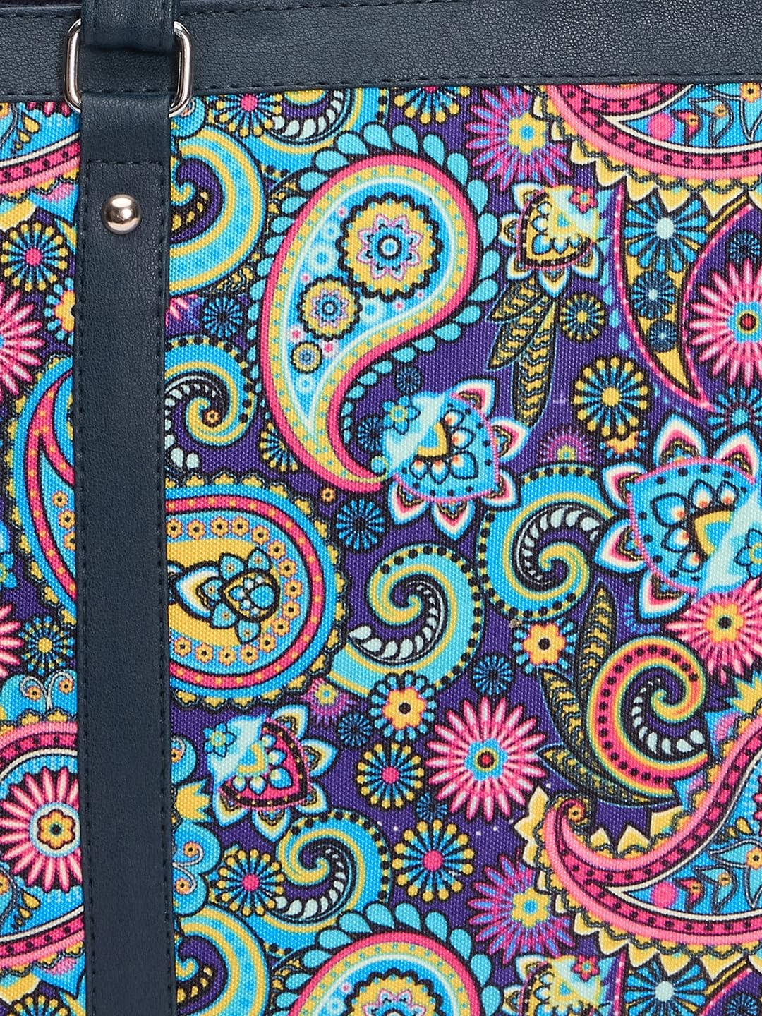 RIMROCK Paisley Print Tote Bag, Floral Pattern Shoulder Handbag with Black Trim, Multi-Colour