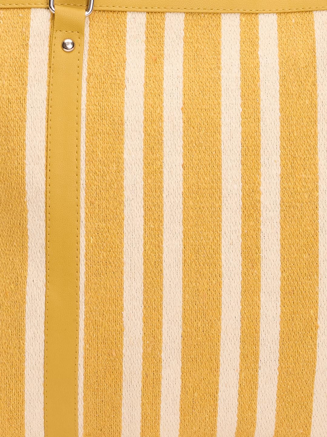RIMROCK Striped Canvas Tote Bag, Yellow and White, Shoulder Straps, Fashion Handbag