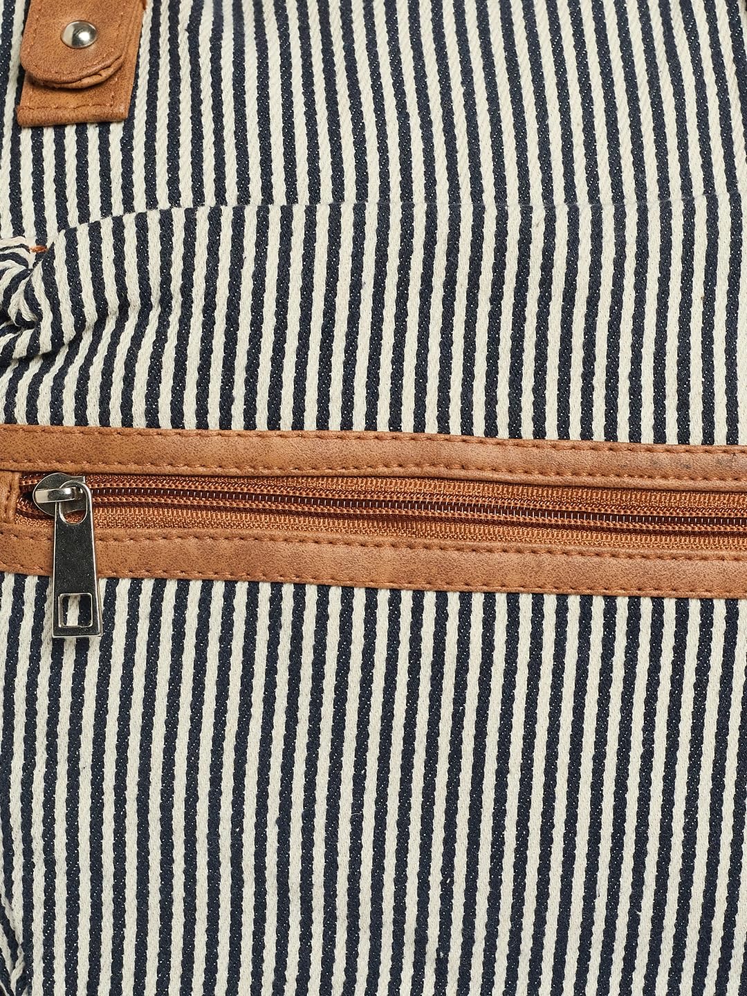 RIMROCK Striped Shopper Cotton Shoulder Bag Black and Grey