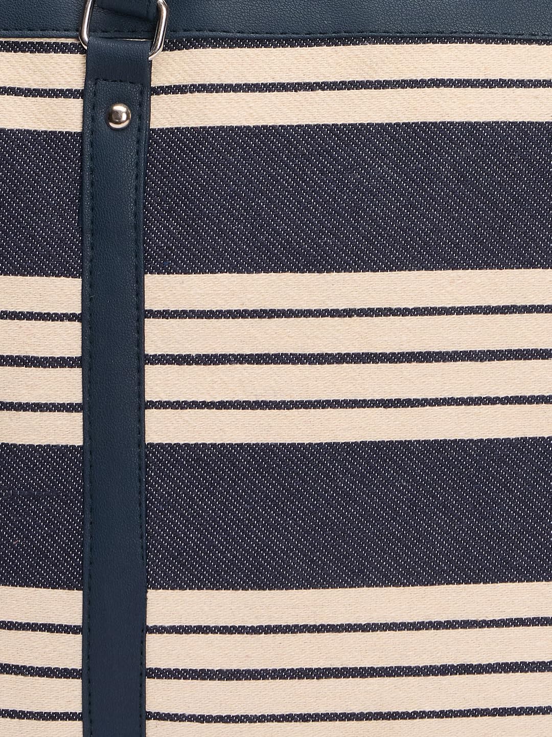 RIMROCK Striped Canvas Tote Bag, Navy Blue and Cream, Large Shoulder Bag