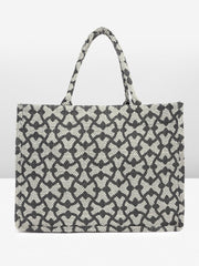PRIMROSE Patterned Tote Bag for Women, Black Geometric Design