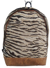 PRIMROSE Woven Backpack, Zebra Print Pattern, Brown