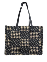 PRIMROSE Houndstooth Tote Bag, Black and Beige